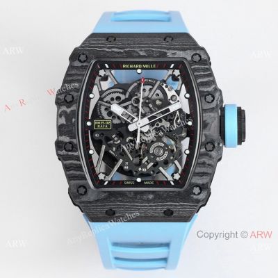 BBR Super Clone Richard Mille RM 35-02 Rafael Nadal Watch Calibre RMAL1 Baby Blue Rubber Strap